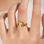 Personalized  1-4 Paw Heart Ring with Engraved Name and Birthstone Gift Birthday for Pet Lover