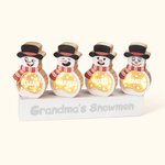 Personalized Snowman LED Light Wooden Decoration Ornament with Tabletop Name Block Sign Holiday Party Essentials Winter Christmas Gift for Family Kids