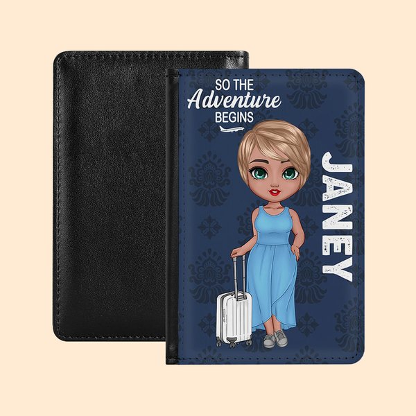 Adventure Begins Passport Cover with Name