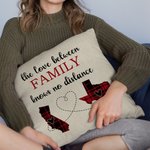 Personalized The Love No Distance Two States Heart Plaid Map Throw Pillow Cover Long Distance Moving Away Christmas Farewell Gift for Family Couple