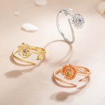 Personlig 3D Birth Flower Justerbar ring med födelsesten Smyckesgåva Julklapp Jubileumsgåva till henne
