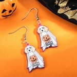 Personalizada de Halloween lindo fantasma del perro Patrón purpurina pendientes colgantes de acrílico de Halloween regalo de cumpleaños para el amante