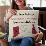 Personalized The Love No Distance Two States Heart Plaid Map Throw Pillow Cover Long Distance Moving Away Christmas Farewell Gift for Family Couple