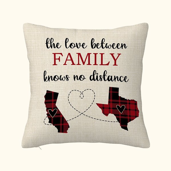 Family Love Two States Cushion Throw Pillow Cover