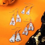 Personalizada de Halloween lindo fantasma del perro Patrón purpurina pendientes colgantes de acrílico de Halloween regalo de cumpleaños para el amante