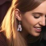 Personalizada de Halloween lindo fantasma del perro Patrón purpurina pendientes colgantes de acrílico de Halloween regalo de cumpleaños para el amante