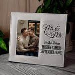 Cadre de Photo en Cuir Personnalisé avec Nom et Date Cadeau de Noël Anniversaire Mariage pour Couple