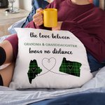 Personalized The Love No Distance Two States Heart Plaid Map Throw Pillow Cover Long Distance Moving Away Christmas Farewell Gift for Family Couple