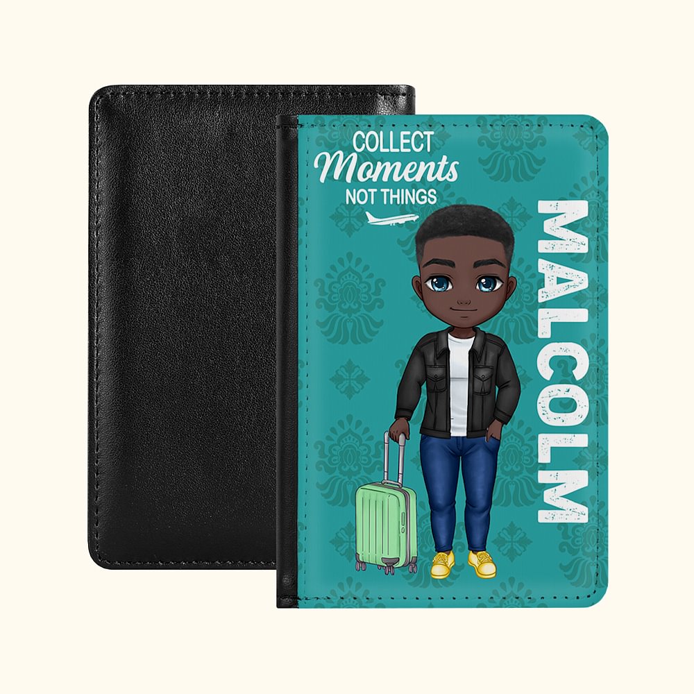 Couverture de Passeport Compact Personnalisée avec Nom et Personnage Accessoire de Voyage Cadeau Anniversaire pour Amis Famille