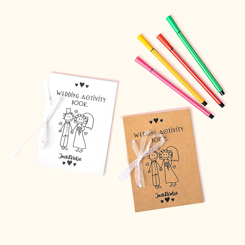 Livre de coloriage avec 4 crayons aquarelle pour le mariage des enfants Divertissement de mariage Jeux Favori pour les enfants