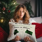 Personalized The Love No Distance Two States Heart Plaid Map Throw Pillow Cover Long Distance Moving Away Christmas Farewell Gift for Family Couple