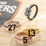 Anillo personalizado de plata de ley con número deportivo y piedra de nacimiento con texto grabado Anillo de mamá de baloncesto béisbol Regalo para am