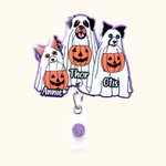 Personalisierte niedlichen Geist Hund Kürbis Abzeichen Reel Glitter Acryl Abzeichen Halloween Geschenk für Hundeliebhaber