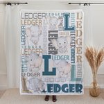 Personalised Baby Elephant Soft Blanket with Name Fleece Sherpa Material Birthday Baby Shower Gift for Kid