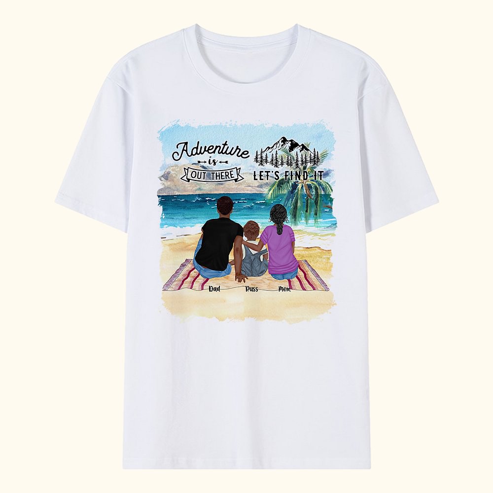 T-shirt adulte et enfant personnalisé Adventure Is Out There Cadeau d'anniversaire et de camping pour la famille
