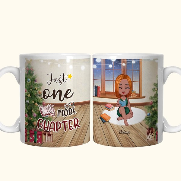 Taza de Cerámica Personalizada Just One More Chapter Interior Blanco y Color Regalo de Cumpleaños Aniversario para Chica Lectora Amante de los Libros
