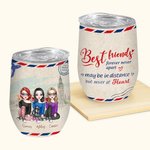Personalized Best Friends Forever Never Apart Bestie Quotes Wine Tumbler  Best Friend Gift