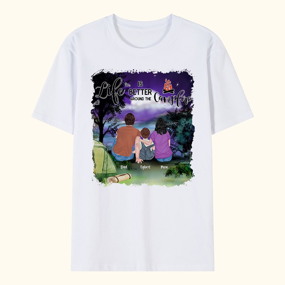 T-shirt adulte enfant personnalisé Life Is Better Around The Campfire (La vie est plus belle autour du feu de camp) Cadeau d'anniversaire de Noël pour