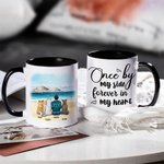 Gepersonaliseerde Once by My Side Forever in My Heart Wit en gekleurde binnenkant van keramische mok met naam 11 oz en 15 oz Cadeau voor hondenliefheb