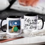 Henkilökohtainen elämä on parempaa koirien kanssa Starry Sky valkoinen ja väri sisällä keraaminen muki nimi 11/15 oz lahja koiran ystäville