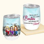 Personalized Friend Party Besties Will Always Be Connected By Heart Wine Tumbler  Best Friend Gift