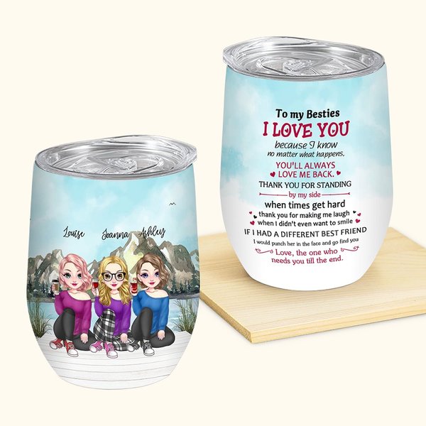 Poèmes personnalisés en l'honneur de l'amitié A mes amies je t'aime Wine Tumbler Birthday Gift with Insulation Effect