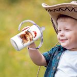 Personalisierte niedlichen Hochland Kuh mit Santa Hut 12oz Sippy Cup mit Griff und Deckel Weihnachten Baby Dusche Geschenk für Kinder