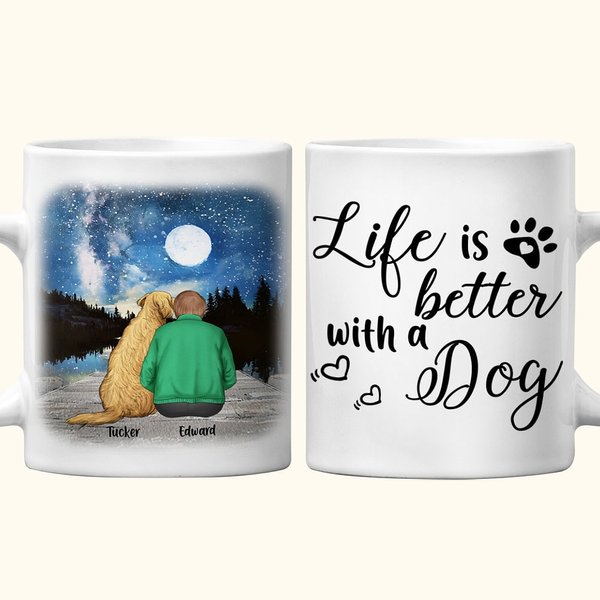 Henkilökohtainen elämä on parempaa koirien kanssa Starry Sky valkoinen ja väri sisällä keraaminen muki nimi 11/15 oz lahja koiran ystäville