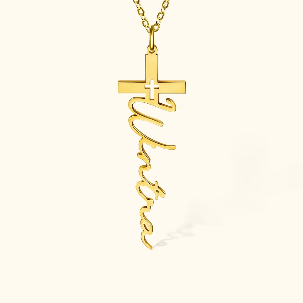 Collier Crucufix Homme/femme U7 – Acier Inoxydable Plaqué Or – Longueur 60 Cm (24")