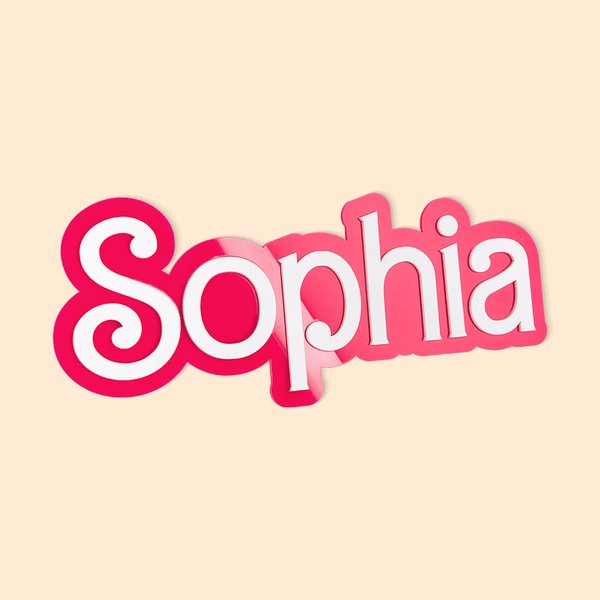 Personalized Hot Pink Doll Inspired 3D Name Door Sign for Bedroom Nursery Wall Birthday Christmas Gift for Kids