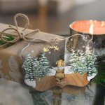 Gepersonaliseerde Hond Engel Acryl Keramiek Hangers met Sneeuw Landschap Memorial Ornament Onregelmatige Vorm Home Decor Huisdier verlies Gift Dog Lov