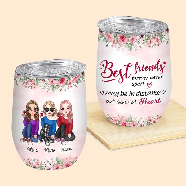 Personalizzato Best Friends Forever Never Apart Soul Sister Wine Tumbler Regalo di Natale con effetto isolante