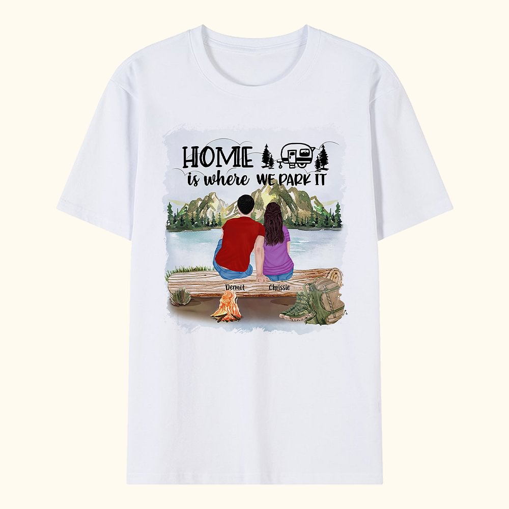 Home Is Where We Park It Personalized Adult T-shirt and Kid T-shirt Christmas Anniversary Gift for Family Couple