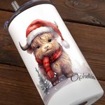 Personalisierte niedlichen Hochland Kuh mit Santa Hut 12oz Sippy Cup mit Griff und Deckel Weihnachten Baby Dusche Geschenk für Kinder