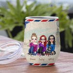 Gepersonaliseerde You'll Always Be My Person Reizen rond de wereld met mijn bestie 12oz Wine Tumbler Cadeau voor zussen