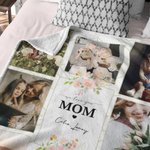 Couverture Sherpa ou Polaire Personnalisée avec Photo Thème We Love You Mom Cadeau d'Anniversaire Fête des Mères pour Maman