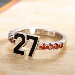 Anillo personalizado de plata de ley con número deportivo y piedra de nacimiento con texto grabado Anillo de mamá de baloncesto béisbol Regalo para am