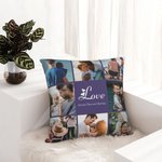 Personalizado Corazón Amor Foto Collage Arrojar Almohada Hogar Decoración con Texto Cumpleaños Aniversario Navidad Regalo para Pareja Familia