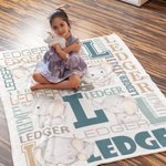 Personalised Baby Elephant Soft Blanket with Name Fleece Sherpa Material Birthday Baby Shower Gift for Kid