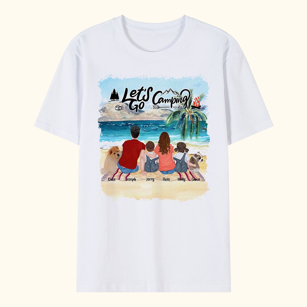 T-shirt adulte et T-shirt enfant personnalisés Let Us Go Camping Cadeau d'anniversaire pour la famille et les enfants