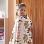 Personalized Cute Highland Cow Soft Cozy Fleece Blanket with Name Baby Shower Christmas Gift for Kids Highland Cow Lover