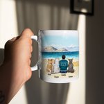 Gepersonaliseerde Once by My Side Forever in My Heart Wit en gekleurde binnenkant van keramische mok met naam 11 oz en 15 oz Cadeau voor hondenliefheb