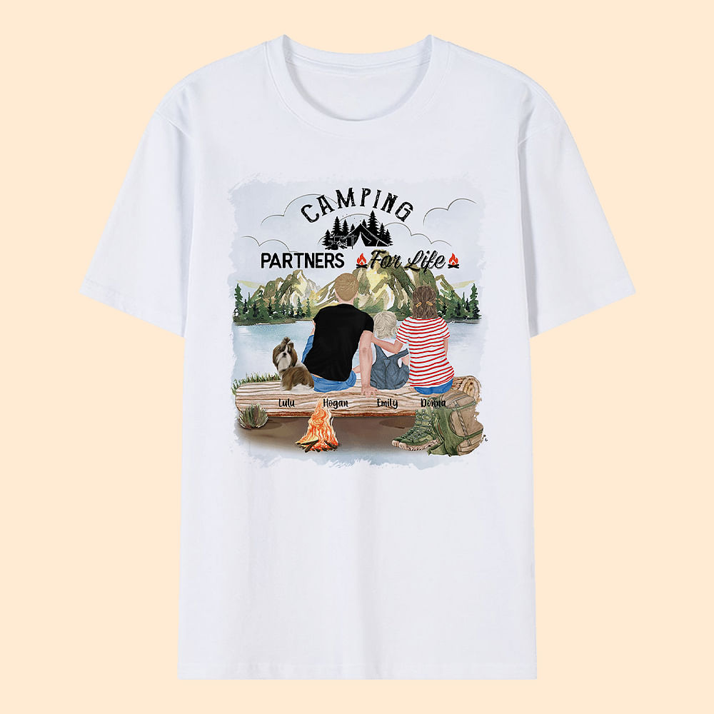 T-shirt adulte et T-shirt enfant personnalisés Camping Partners For Life Cadeau d'anniversaire pour la famille