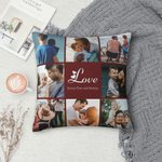 Personalizado Corazón Amor Foto Collage Arrojar Almohada Hogar Decoración con Texto Cumpleaños Aniversario Navidad Regalo para Pareja Familia