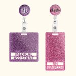 Personalised Double Lines Glitter ID Badge Buddy And Badge Reel Nurse Week Thank You Gift for Nurse Doctor Medical Staff