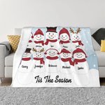 Gepersonaliseerde Sneeuw Zachte Deken met Naam en Tekst Kerstcadeau voor Familie Kinderen