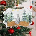 Gepersonaliseerde Hond Engel Acryl Keramiek Hangers met Sneeuw Landschap Memorial Ornament Onregelmatige Vorm Home Decor Huisdier verlies Gift Dog Lov