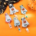 Personalisierte niedlichen Geist Hund Kürbis Abzeichen Reel Glitter Acryl Abzeichen Halloween Geschenk für Hundeliebhaber