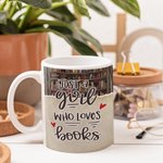 Personalised Colourful Just A Girl Who Loves Books Ceramic Mug Birthday Christmas Gift for Reading Girl Book Lover