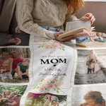 Couverture Sherpa ou Polaire Personnalisée avec Photo Thème We Love You Mom Cadeau d'Anniversaire Fête des Mères pour Maman